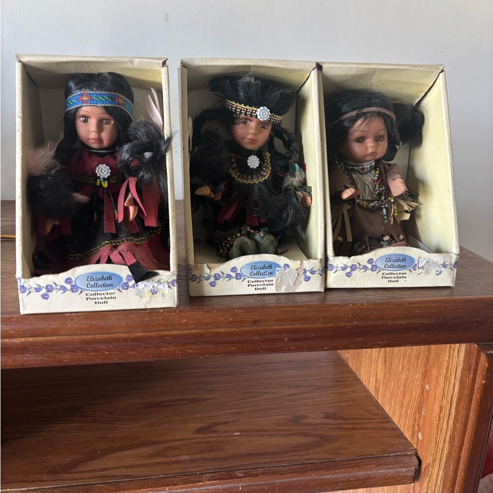 Native American Style Porcelain Dolls Set